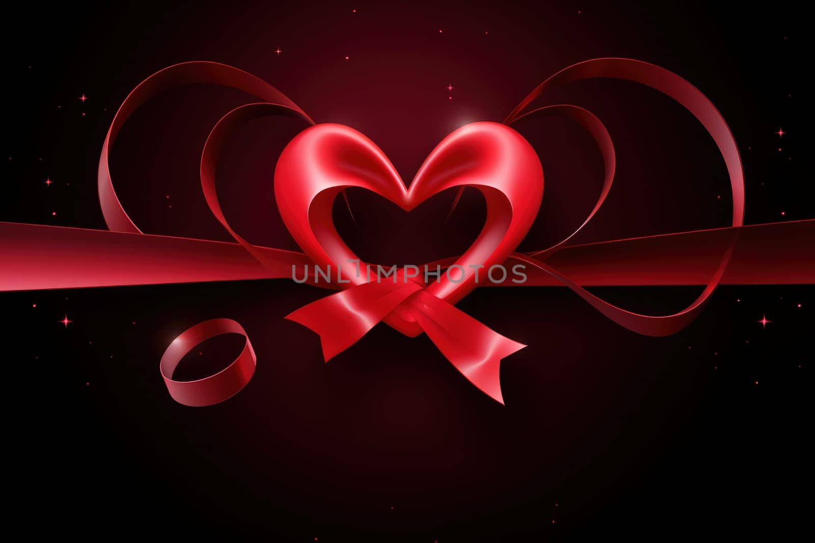 a heart shape ribbon red heart Generative AI by matamnad