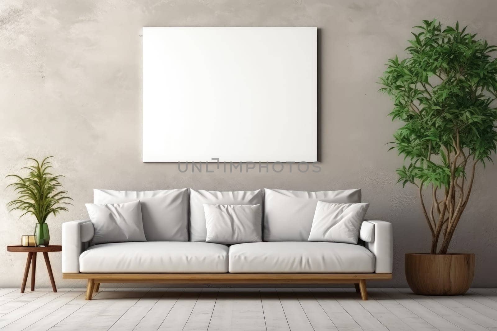 Canvas mockup modern living room generative ai.