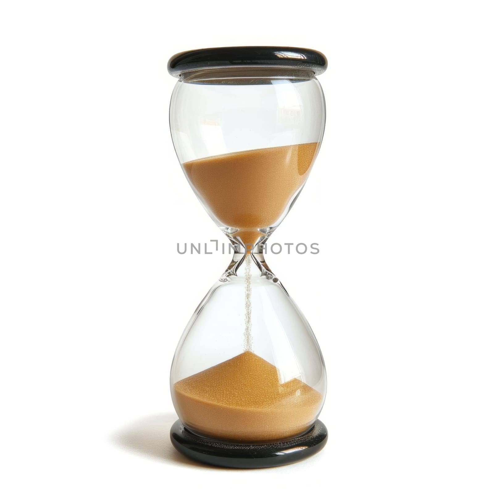 Minimalistic hourglass isolated on a white background.