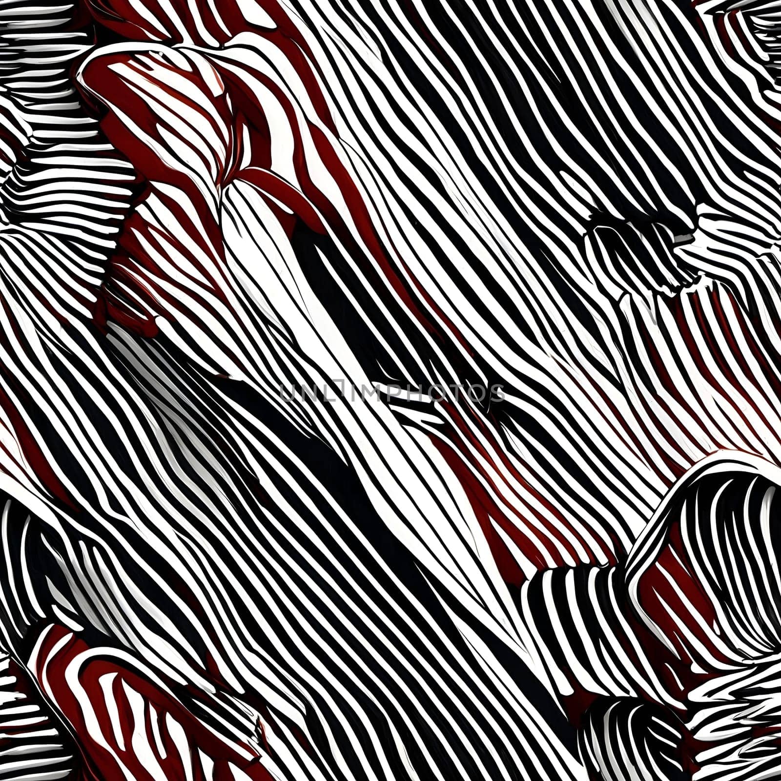 Black and White Pattern With Red and White Stripes. Generative AI. by artofphoto