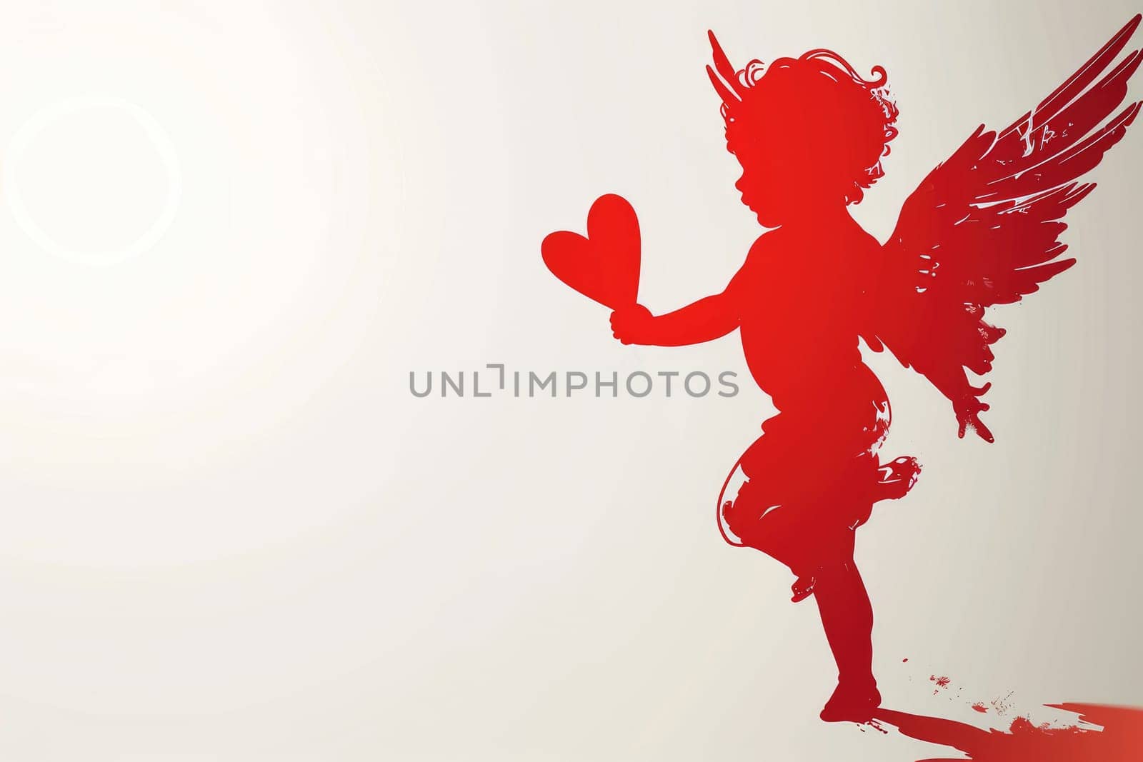 A cupid holding bow and arrow. isolated on white background.AI generative.