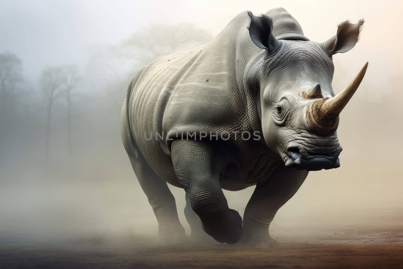 a rhino in the savanna . Amazing African Wildlife. Generative Ai.