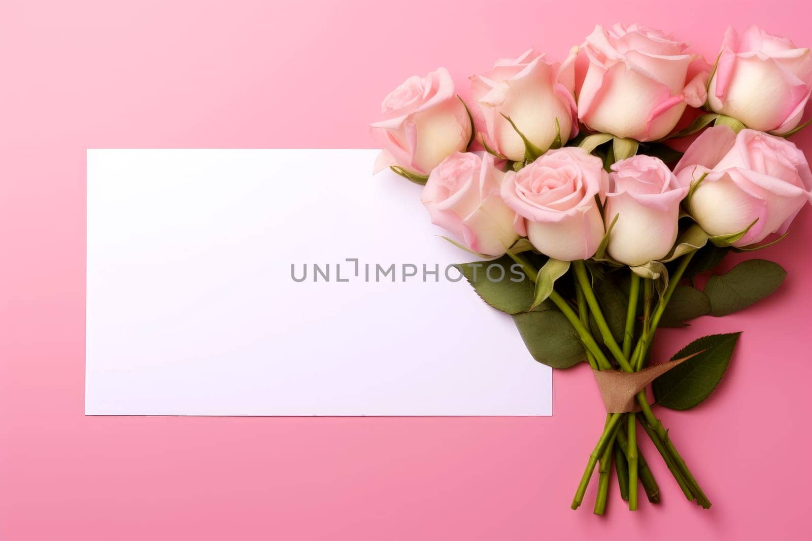 empty greeting card with roses good for valentines day, women day, mothers day.ai generative by matamnad