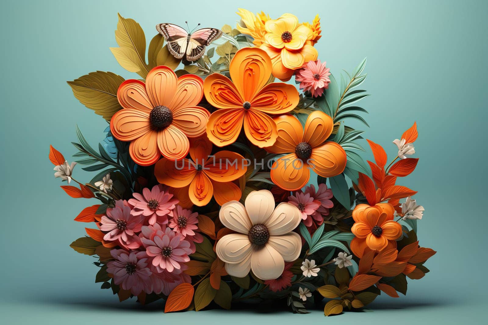 Flowers made of colored plasticine. Floral plasticine composition.