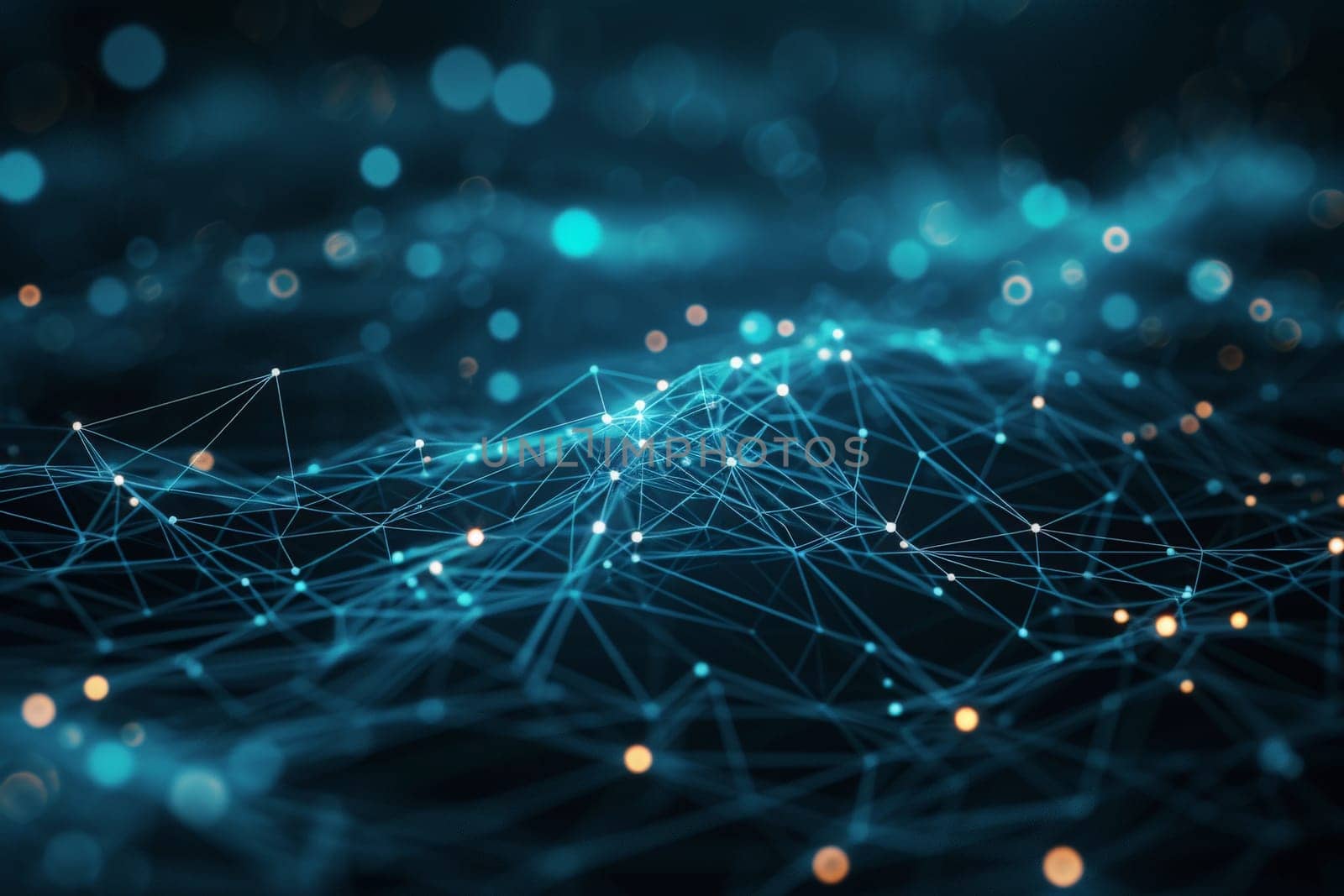 Abstract glowing connecting dots and lines background. Network connection, web social media banner.