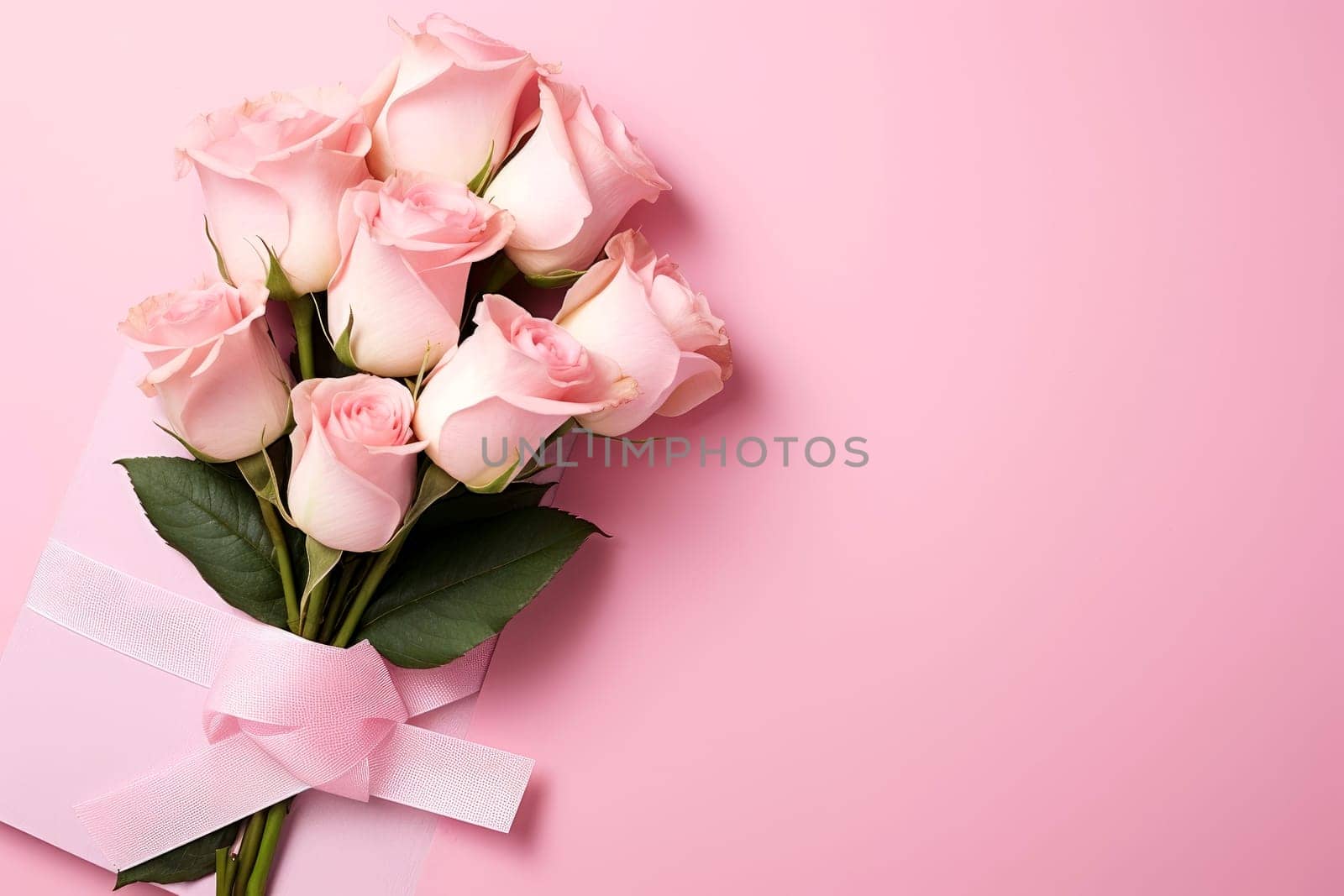 empty greeting card with roses good for valentines day, women day, mothers day.ai generative.