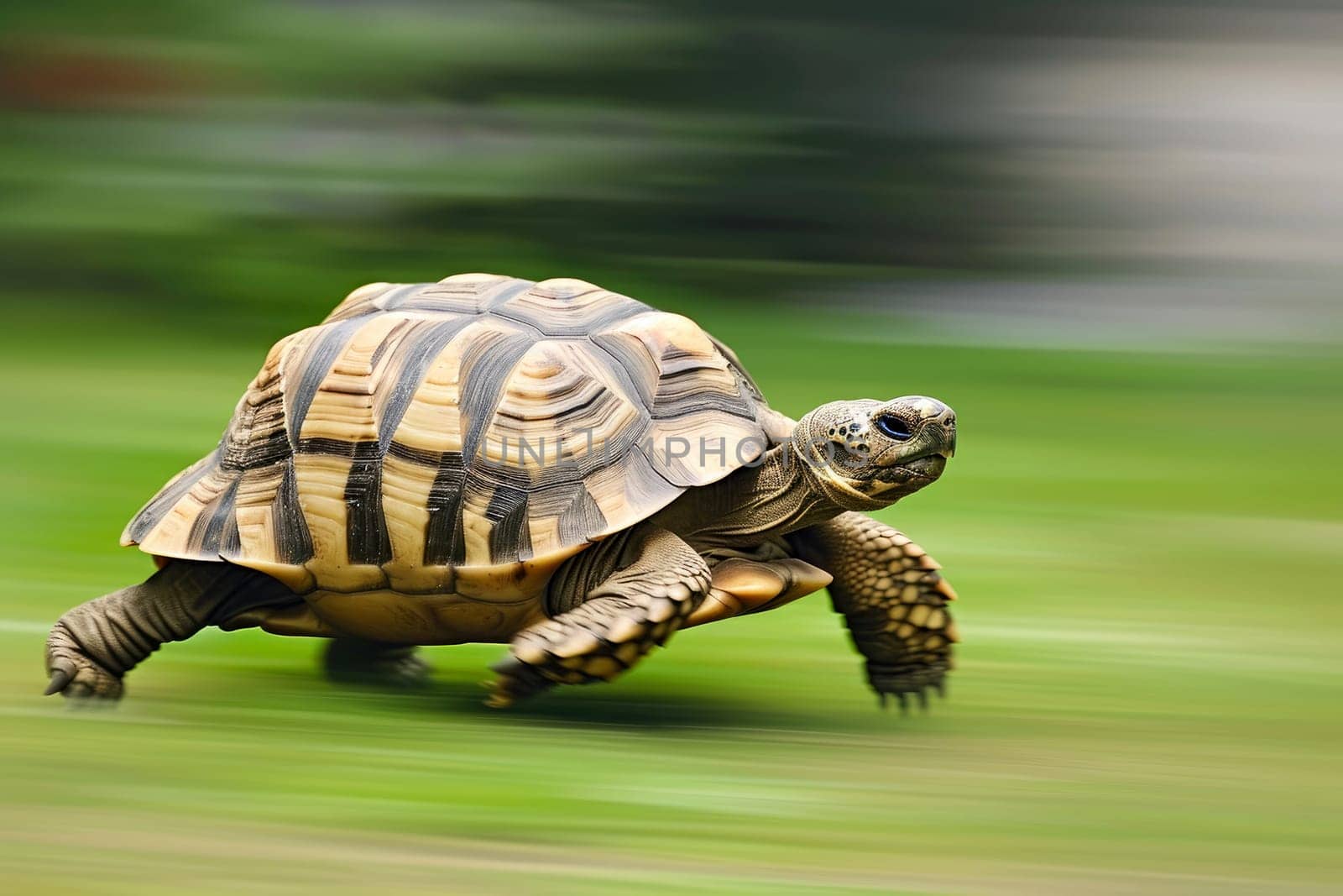 A turtle that fast runs in blur background .generative AI.