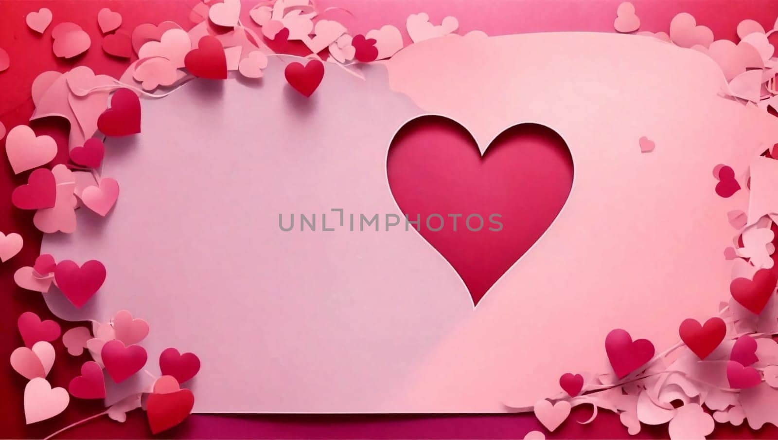 Heart shaped sprinkles on pink background, flat lay. High quality photo