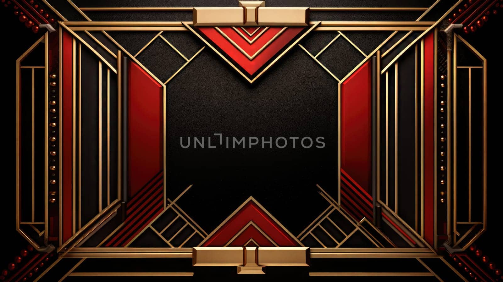 red art deco style blank space frame for sale or promotion, ai