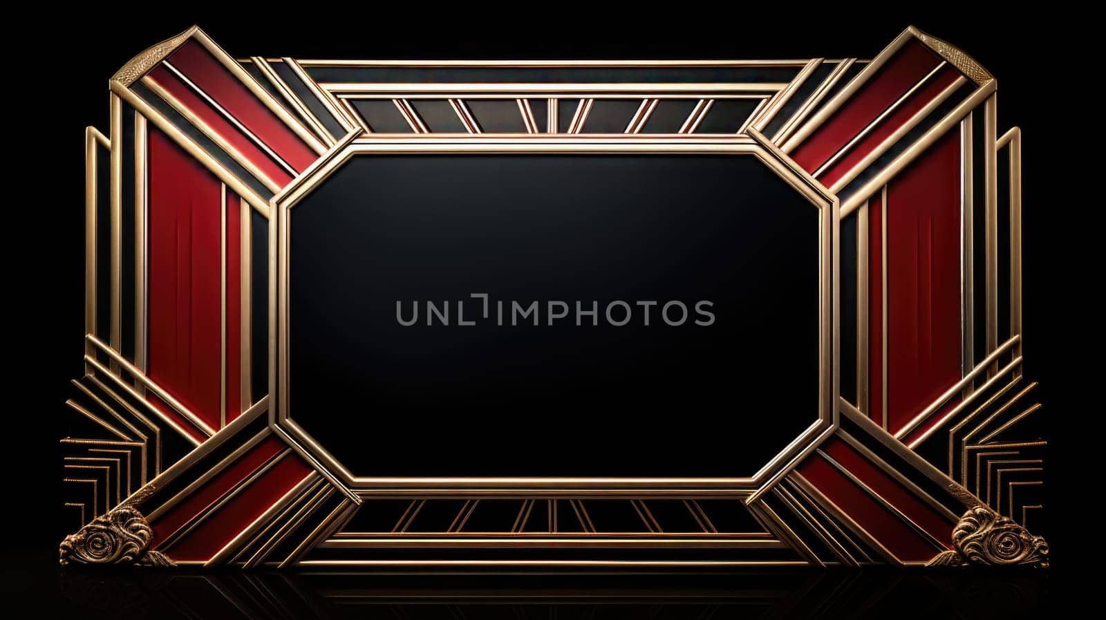 red art deco style blank space frame for sale or promotion, ai
