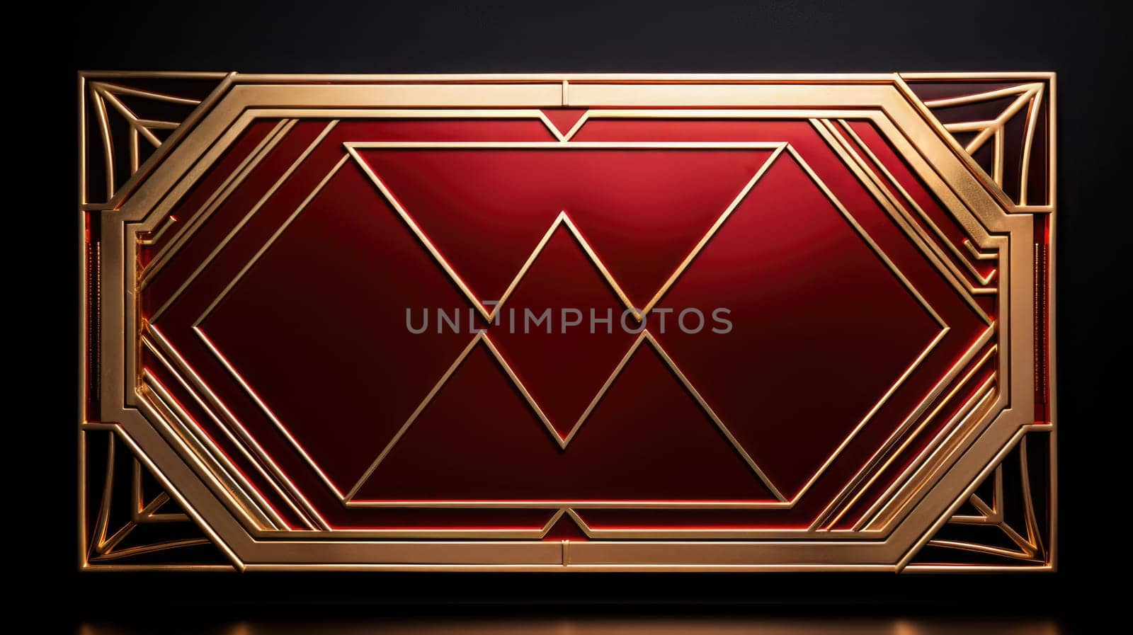 red art deco style blank space frame for sale or promotion, ai
