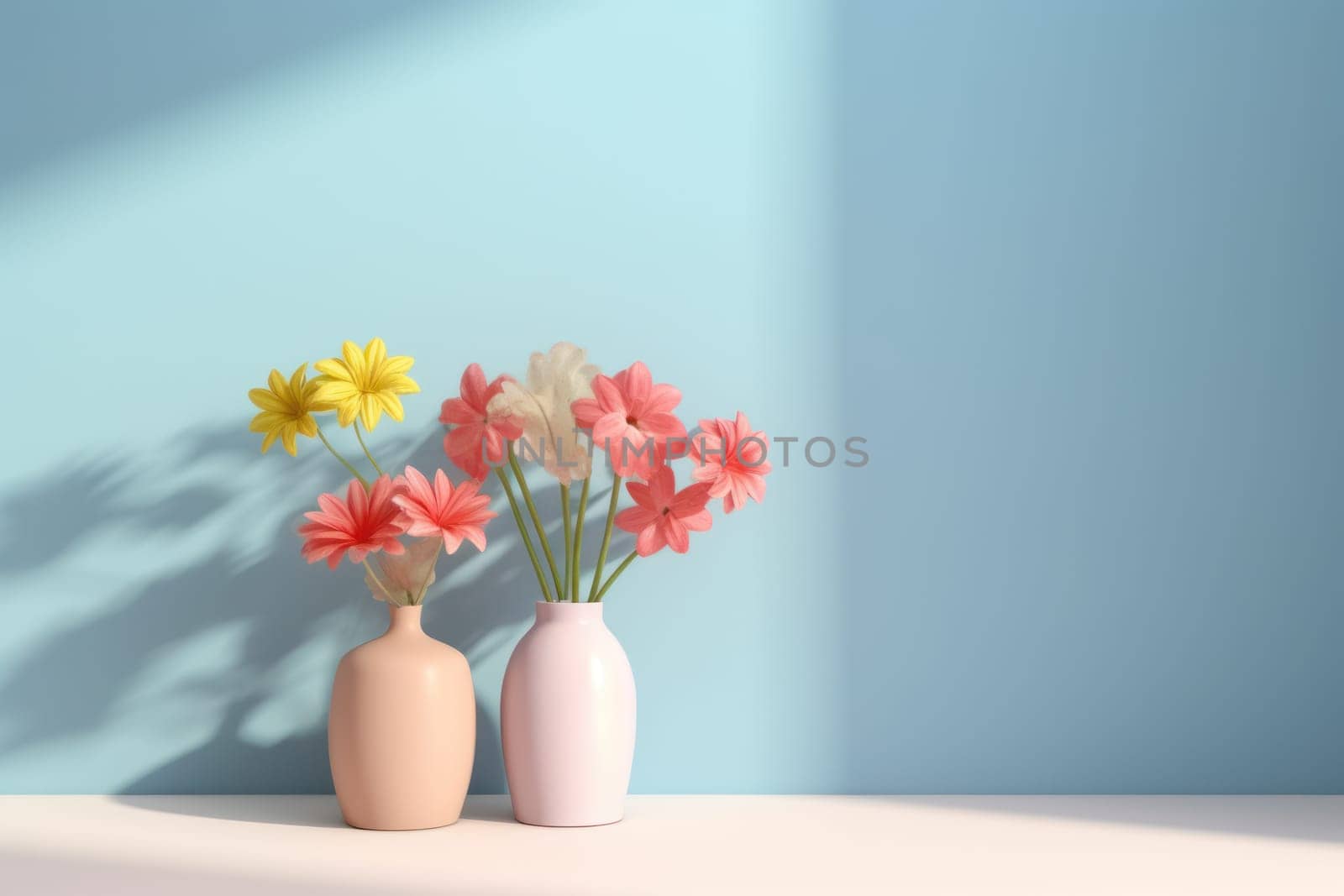 Pastel flowers minimalistic background pastel colours AI generation.