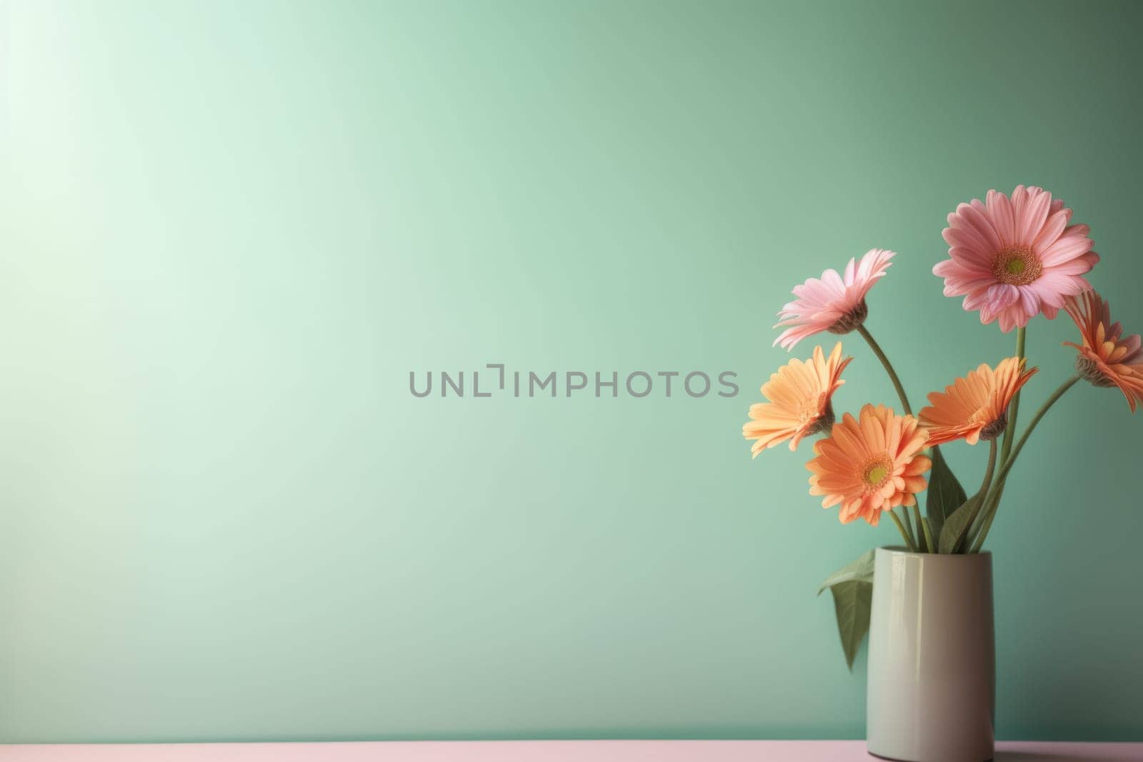 Pastel flowers minimalistic background pastel colours AI generation.