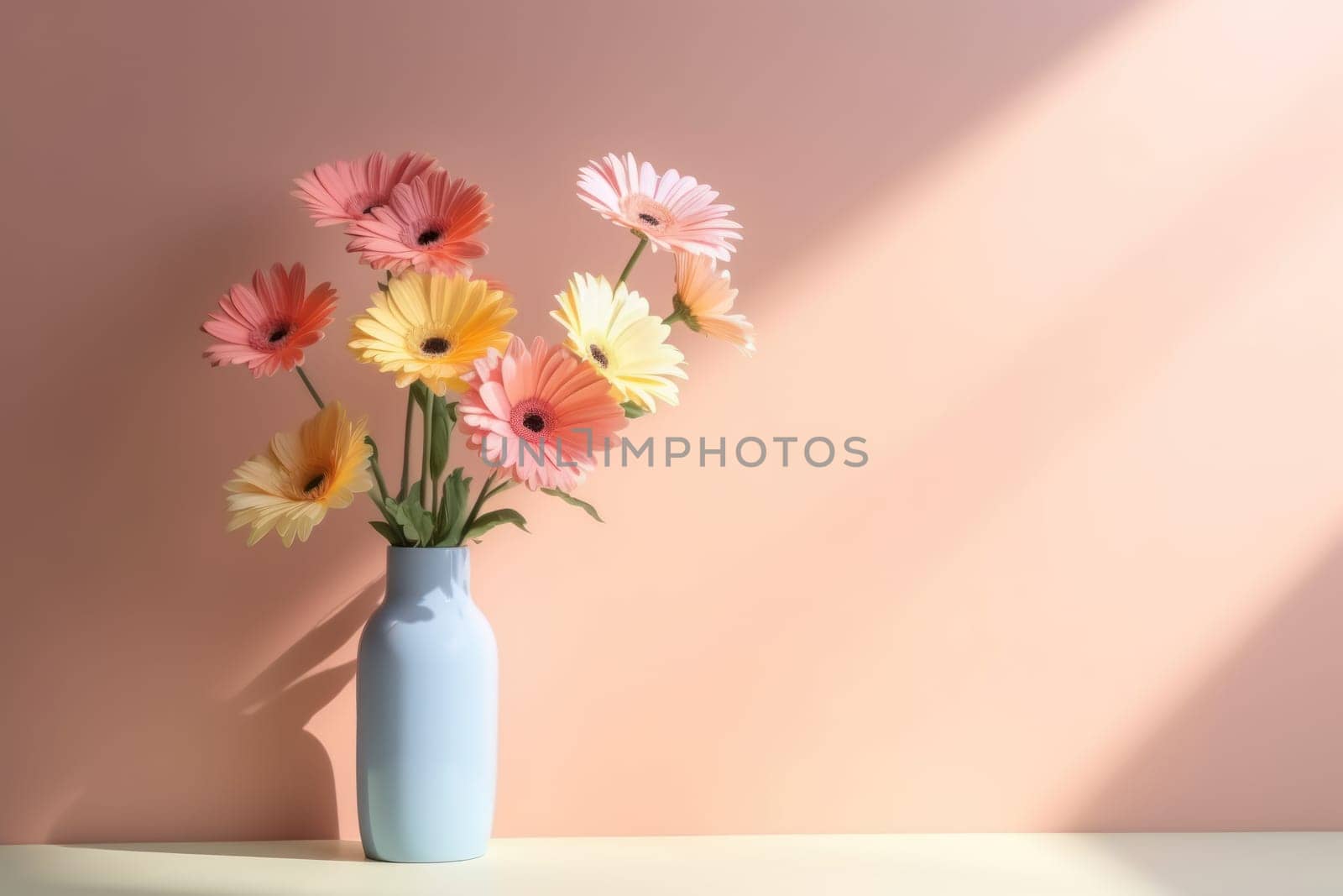 Pastel flowers minimalistic background pastel colours AI generation.