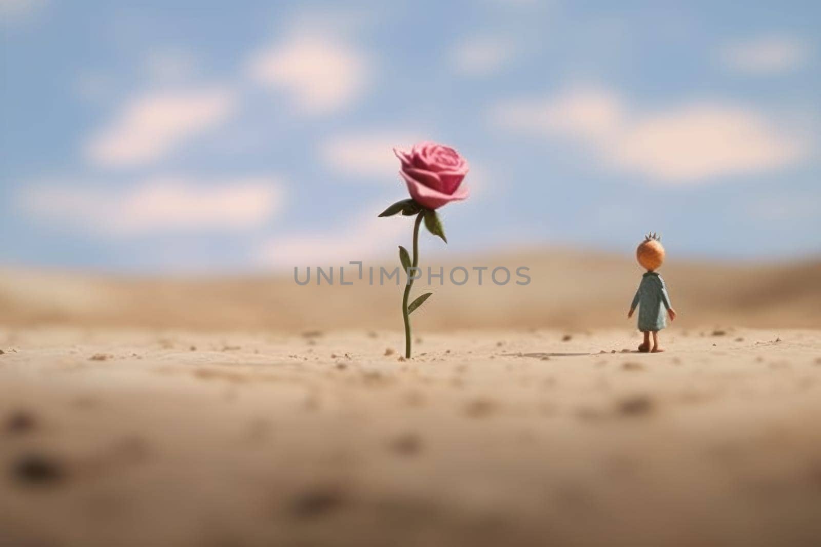 The Little Prince's single unique rose on his small planet Generative AI.