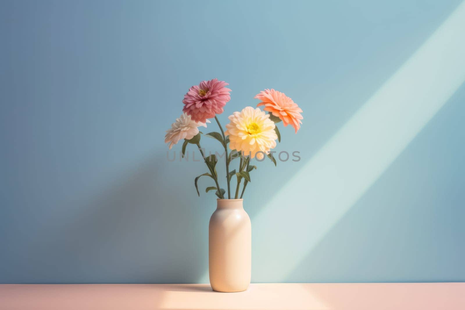 Pastel flowers minimalistic background pastel colours AI generation.