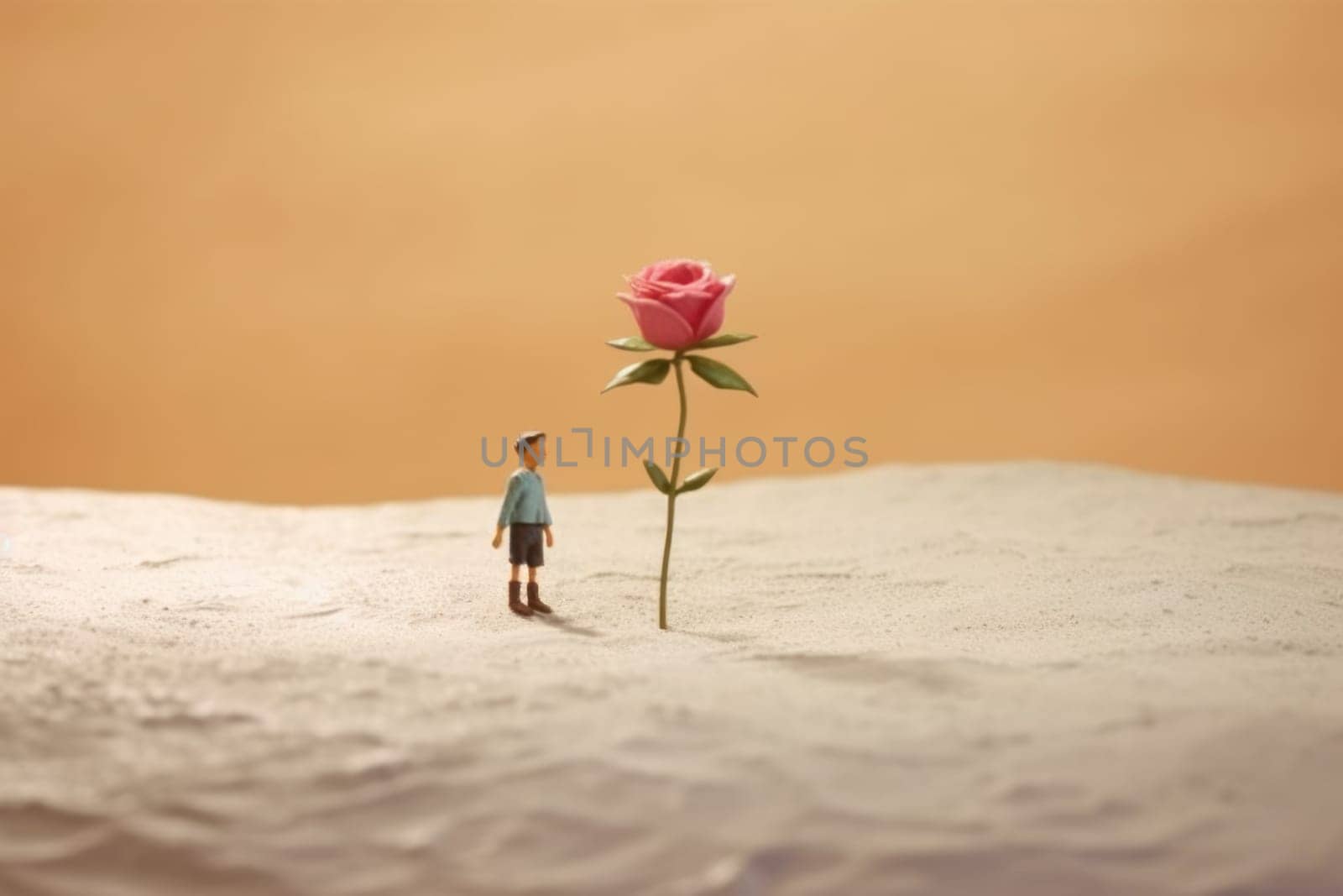 The Little Prince's single unique rose on his small planet Generative AI.