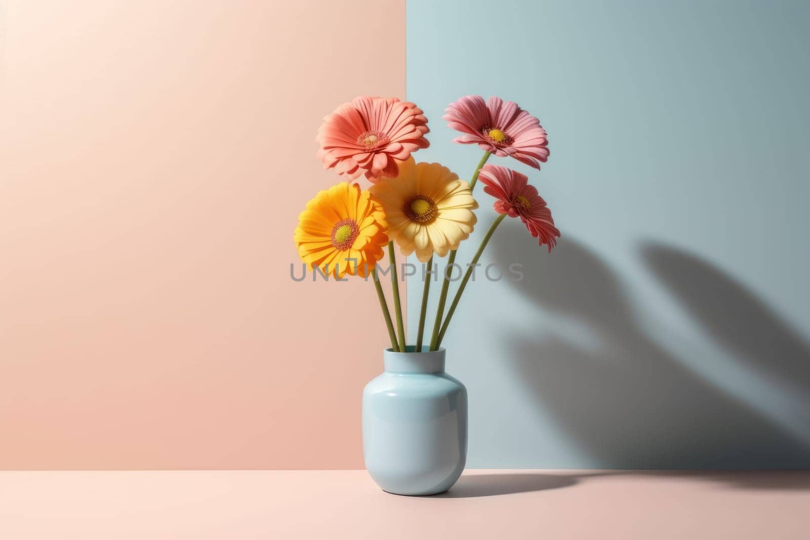 Pastel flowers minimalistic background pastel colours AI generation.