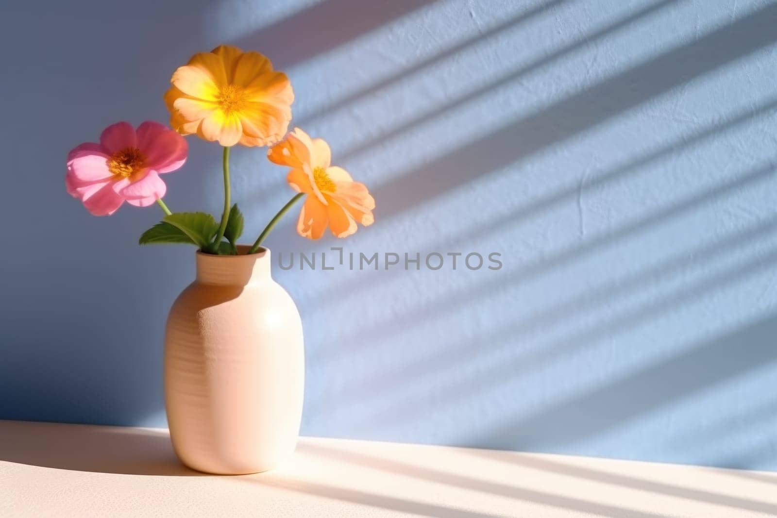Pastel flowers minimalistic background pastel colours AI generation.