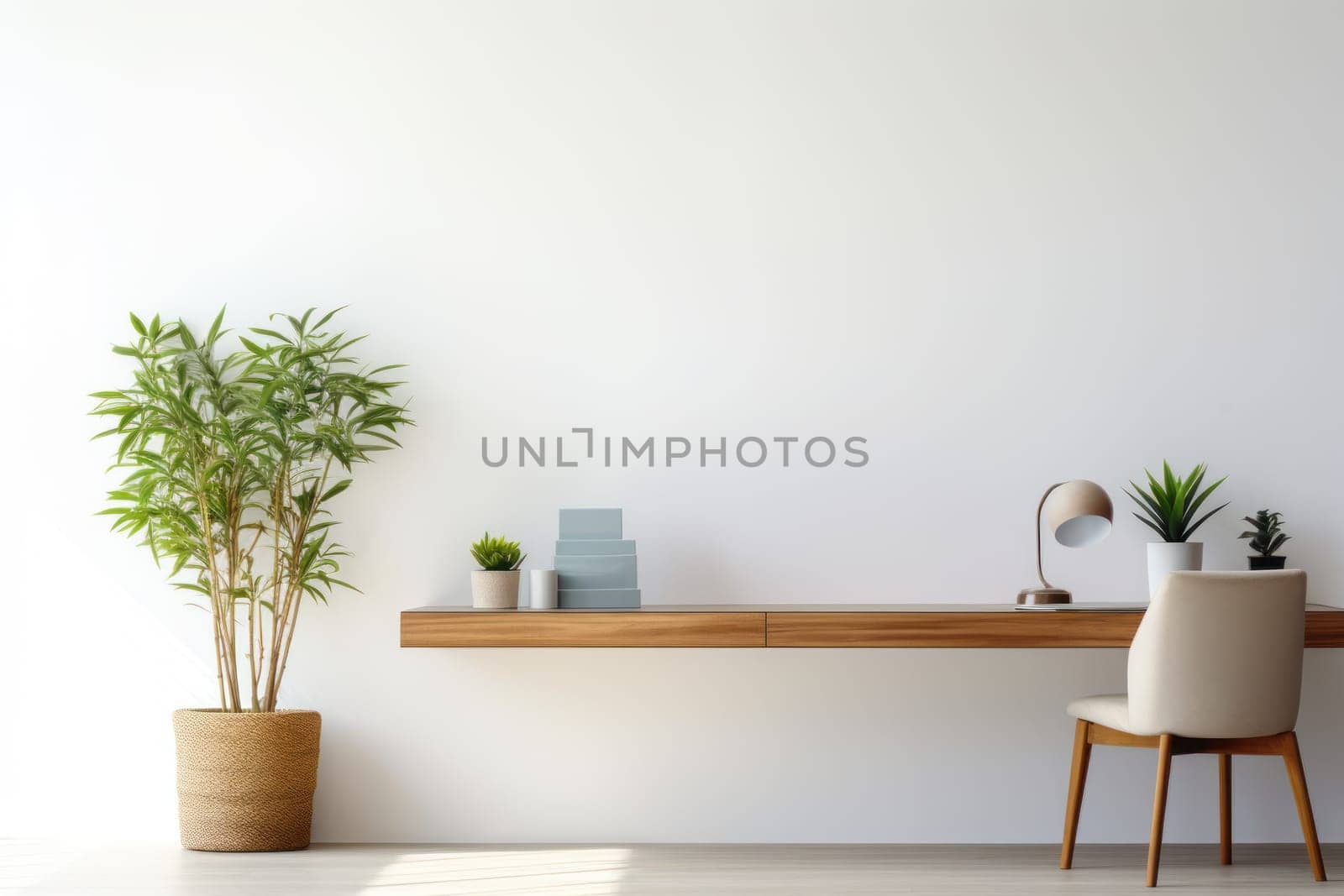 3D render of interior modern living room workspace Comfortable modern minimal Generative AI.