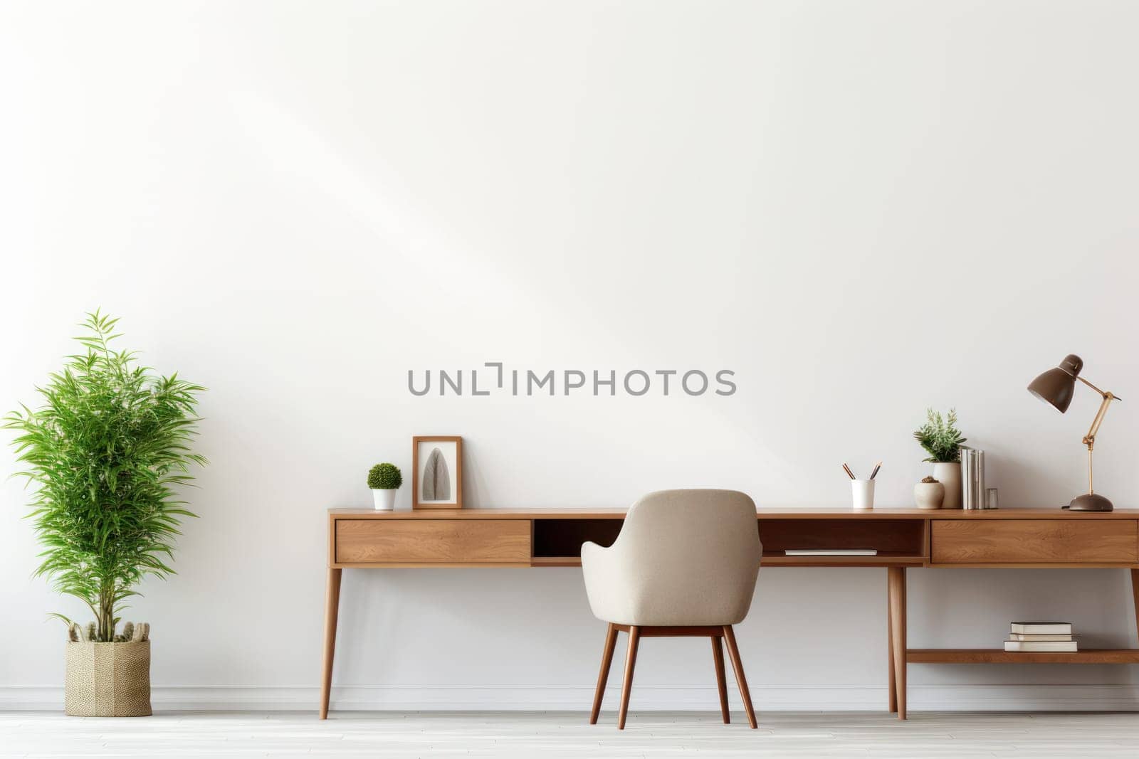 3D render of interior modern living room workspace Comfortable modern minimal Generative AI.