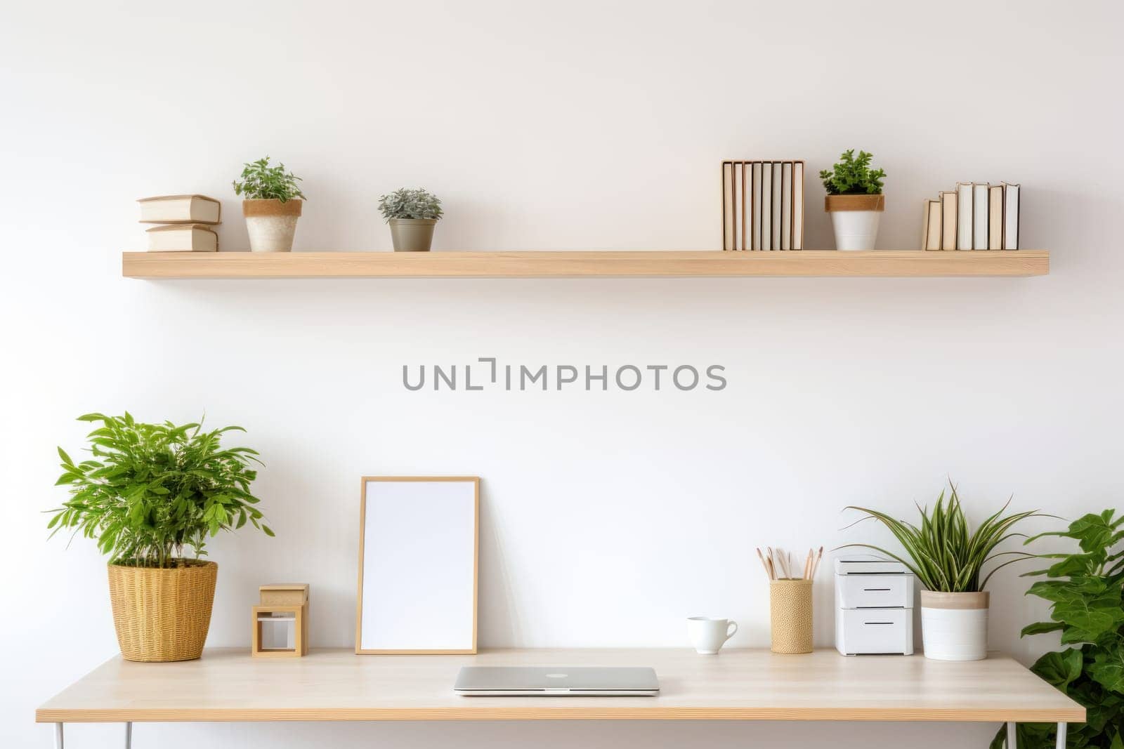 3D render of interior modern living room workspace Comfortable modern minimal Generative AI.
