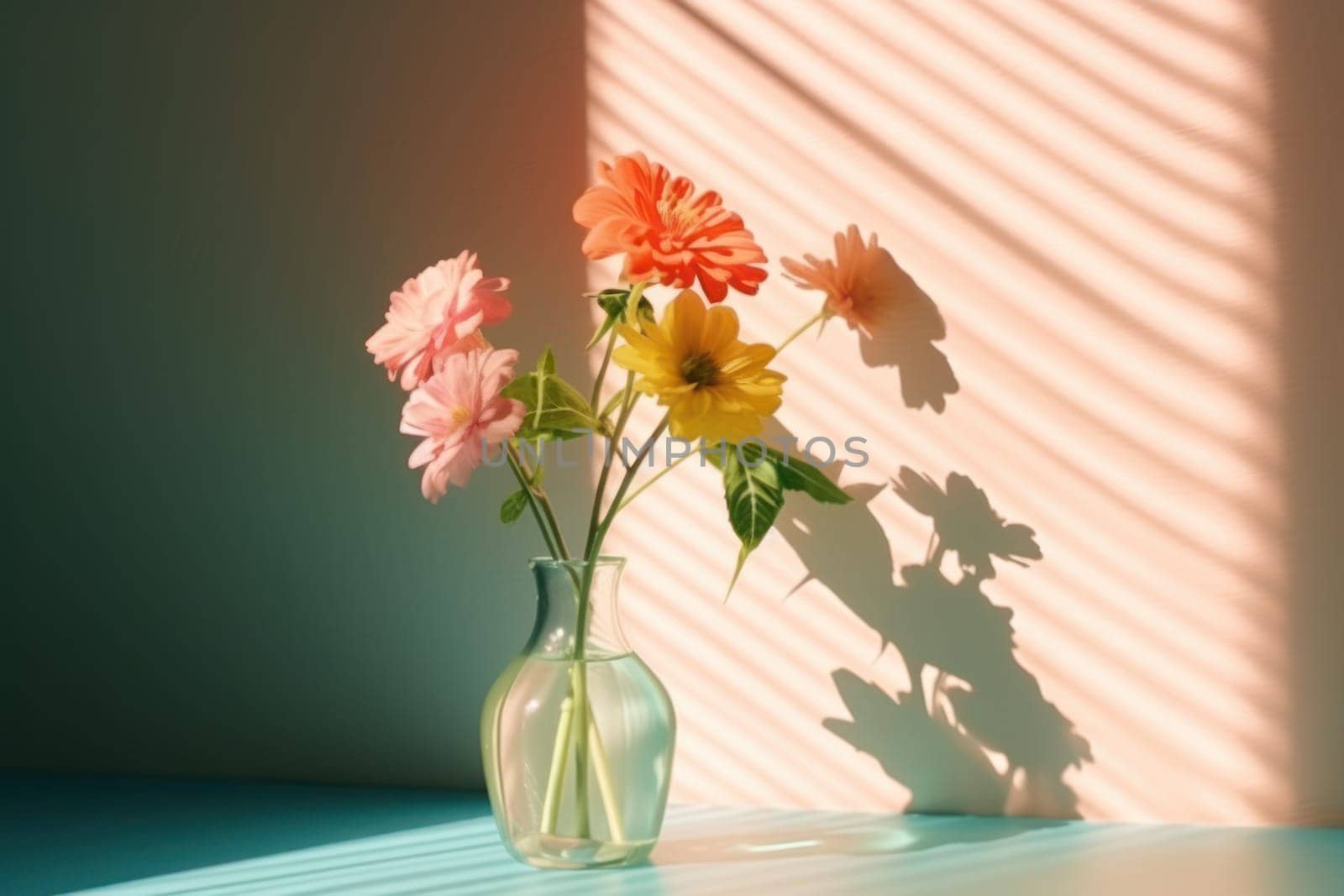 Pastel flowers minimalistic background pastel colours AI generation.