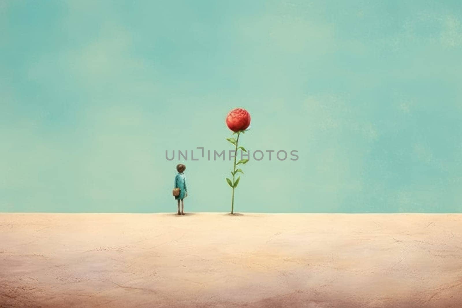 The Little Prince's single unique rose on his small planet Generative AI.