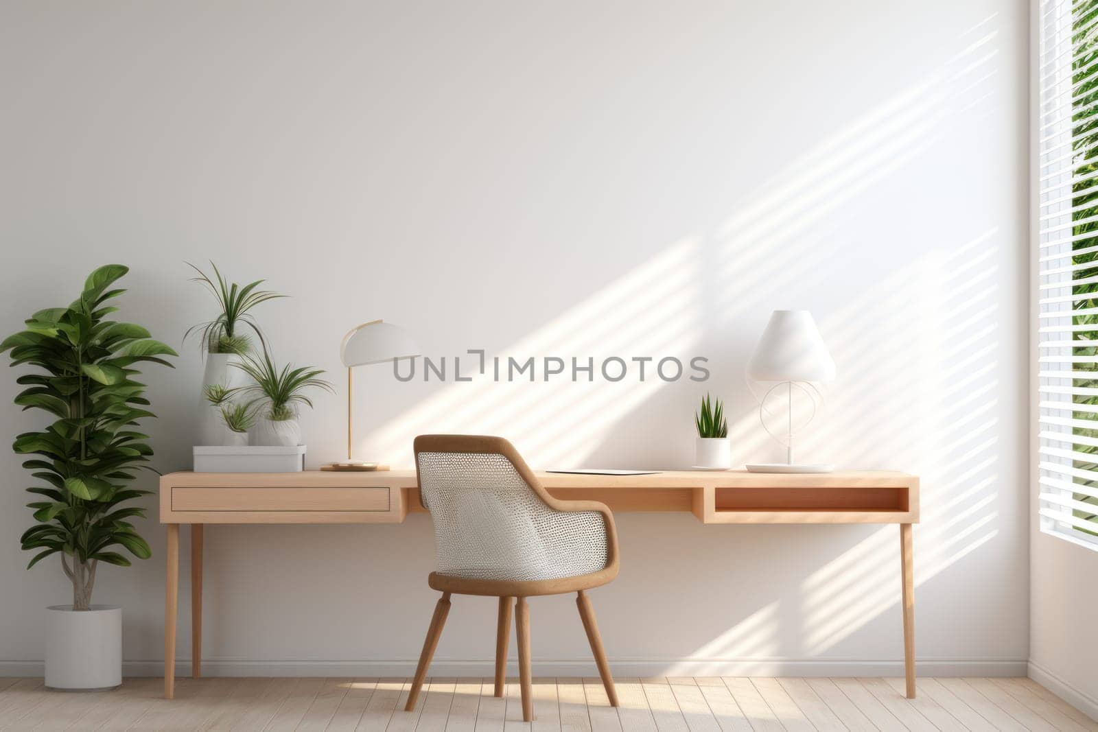 3D render of interior modern living room workspace Comfortable modern minimal Generative AI.