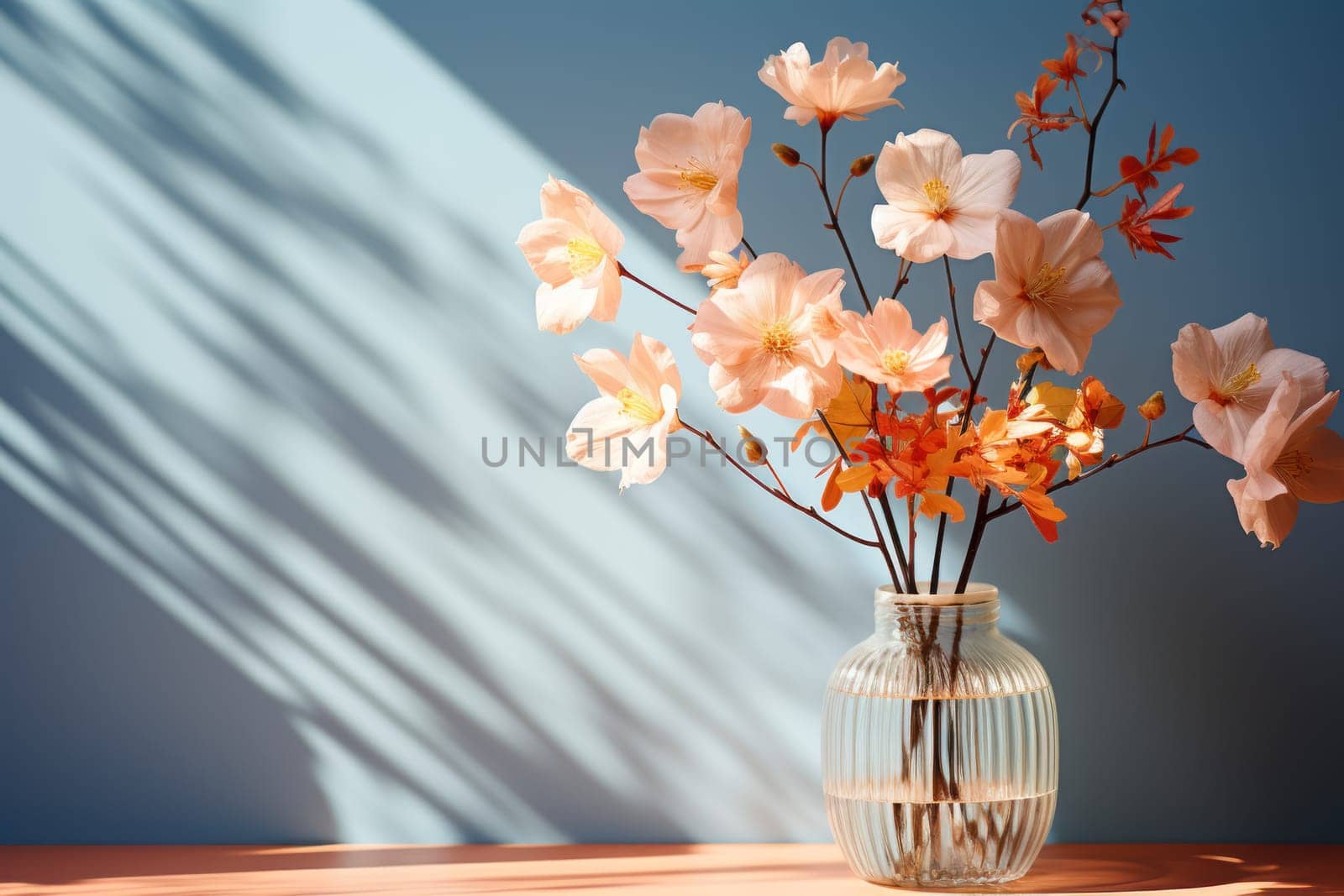 Pastel flowers minimalistic background pastel colours AI generation.