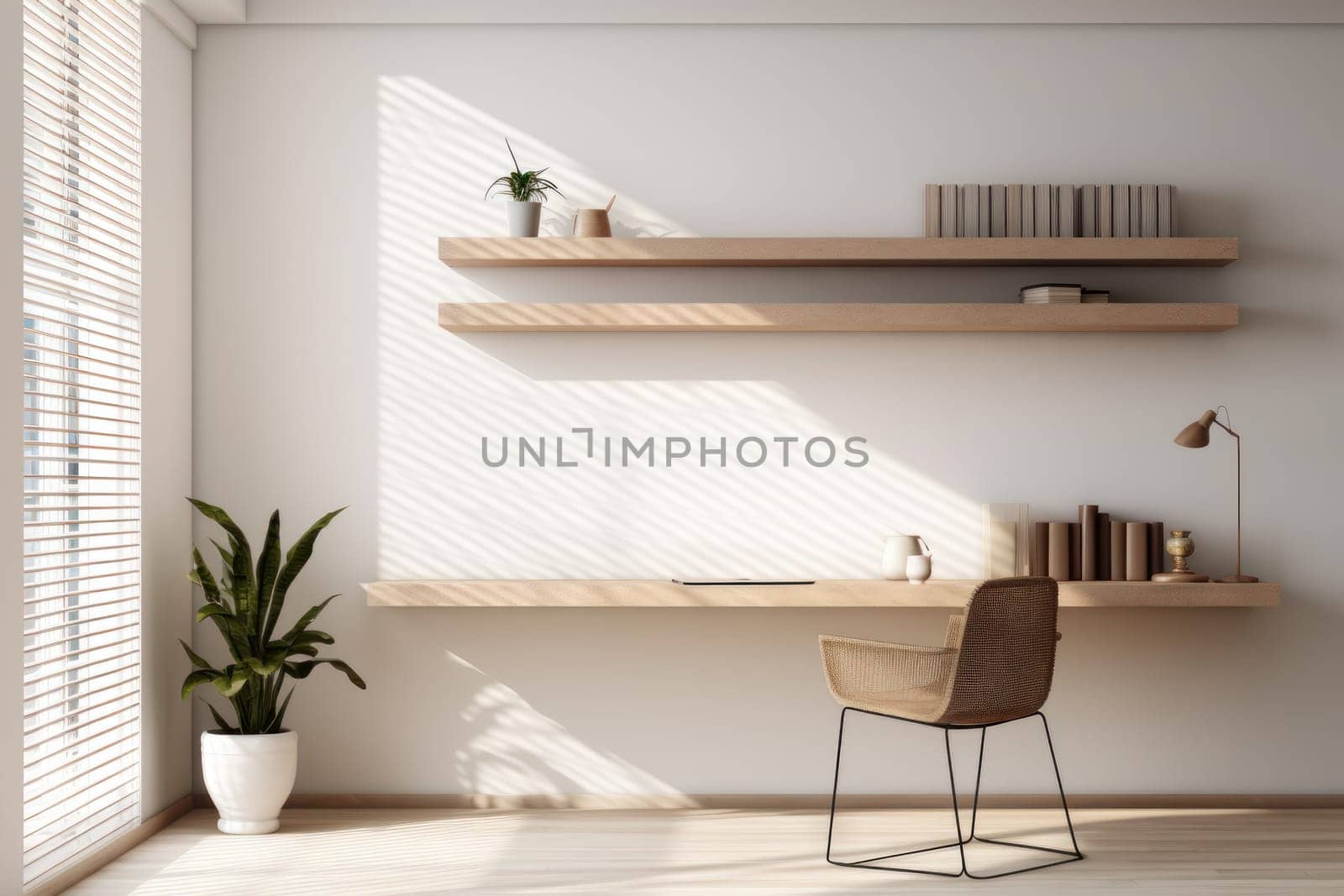 3D render of interior modern living room workspace Comfortable modern minimal Generative AI.