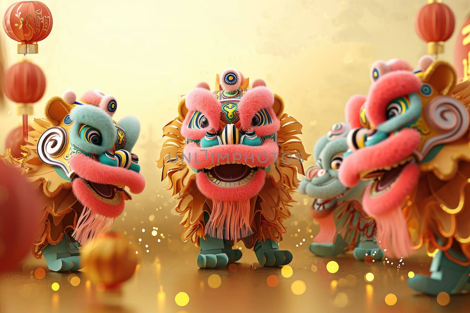 Chinese dragon as a character for Chinese New Year festival. ai generative.