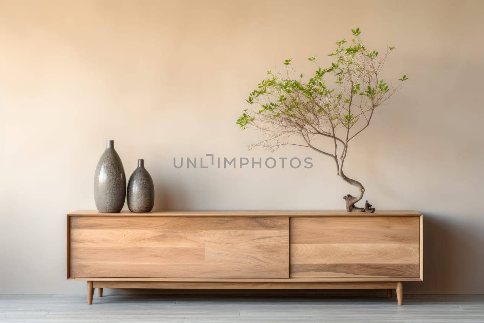 3D render of interior modern living room workspace Comfortable modern minimal Generative AI.