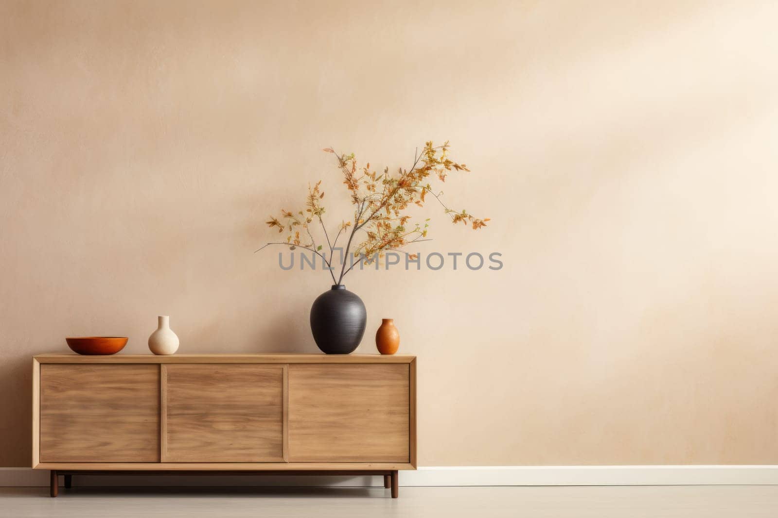 3D render of interior modern living room workspace Comfortable modern minimal Generative AI.