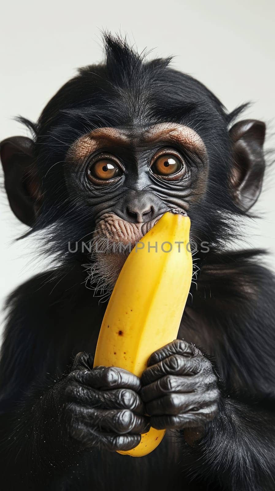 Portrait of a monkey hold a banana , Generate Ai.