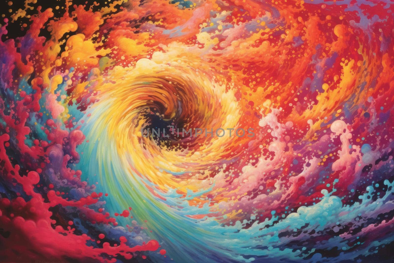 swirling vortex of vibrant paint splatters Japan style Generative AI.