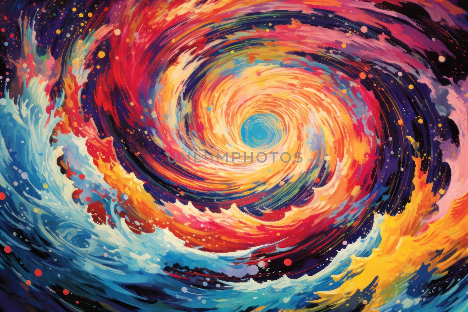 swirling vortex of vibrant paint splatters Japan style Generative AI.