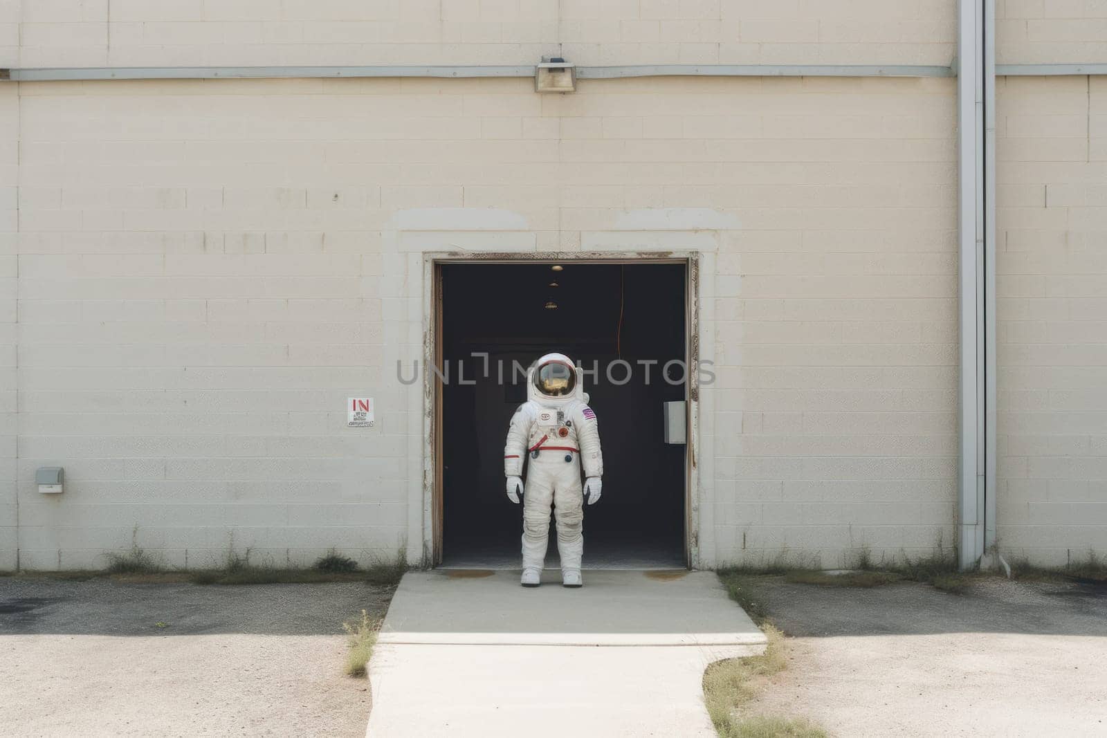 Astronaut walking down at the old streets Generative AI.