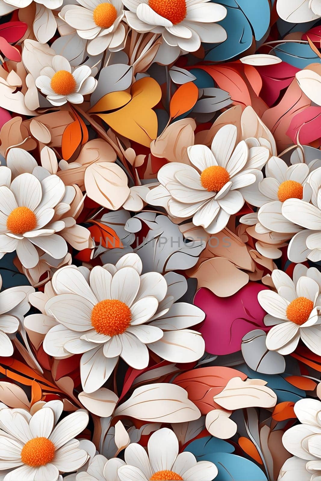 Arrangement of Flowers Stacked on Top of Each Other. Generative AI. by artofphoto