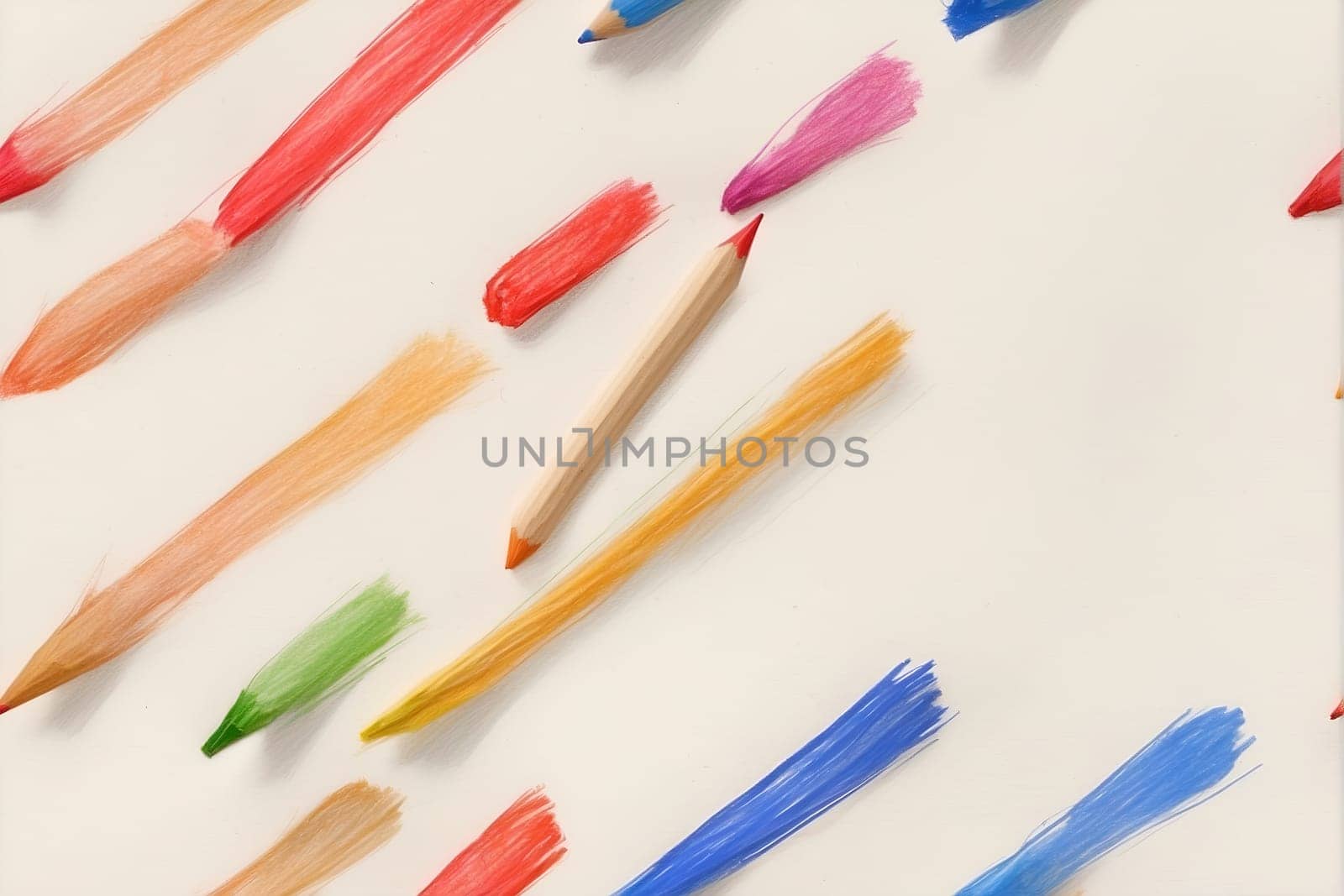 A group of colored pencils lying on top of each other, creating a vibrant and dynamic composition.