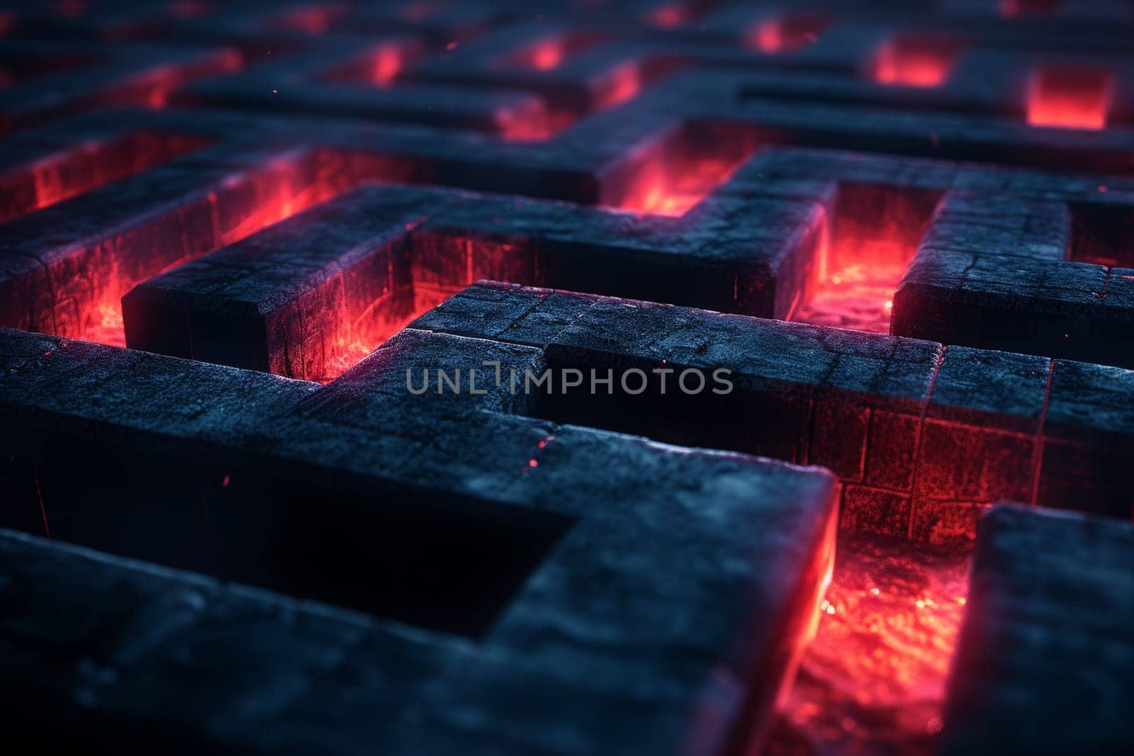 Abstract maze labyrinth wallpaper, Black labyrinth background.