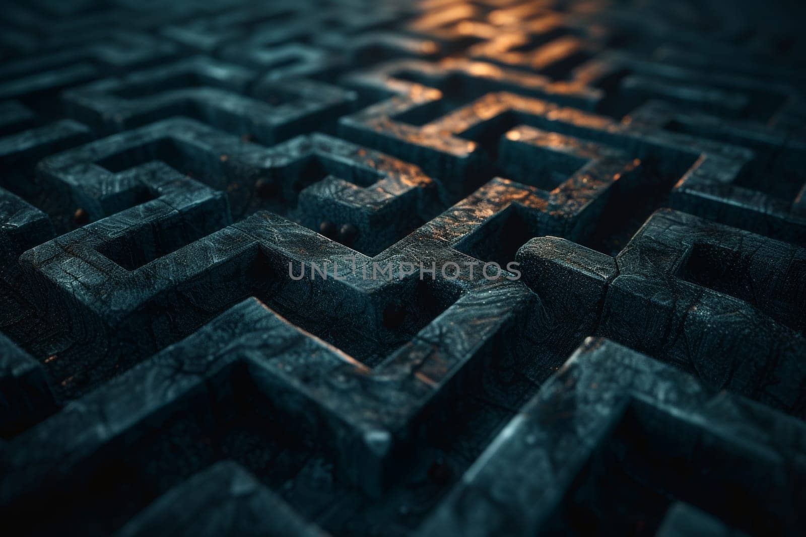 Abstract maze labyrinth wallpaper, Black labyrinth background.