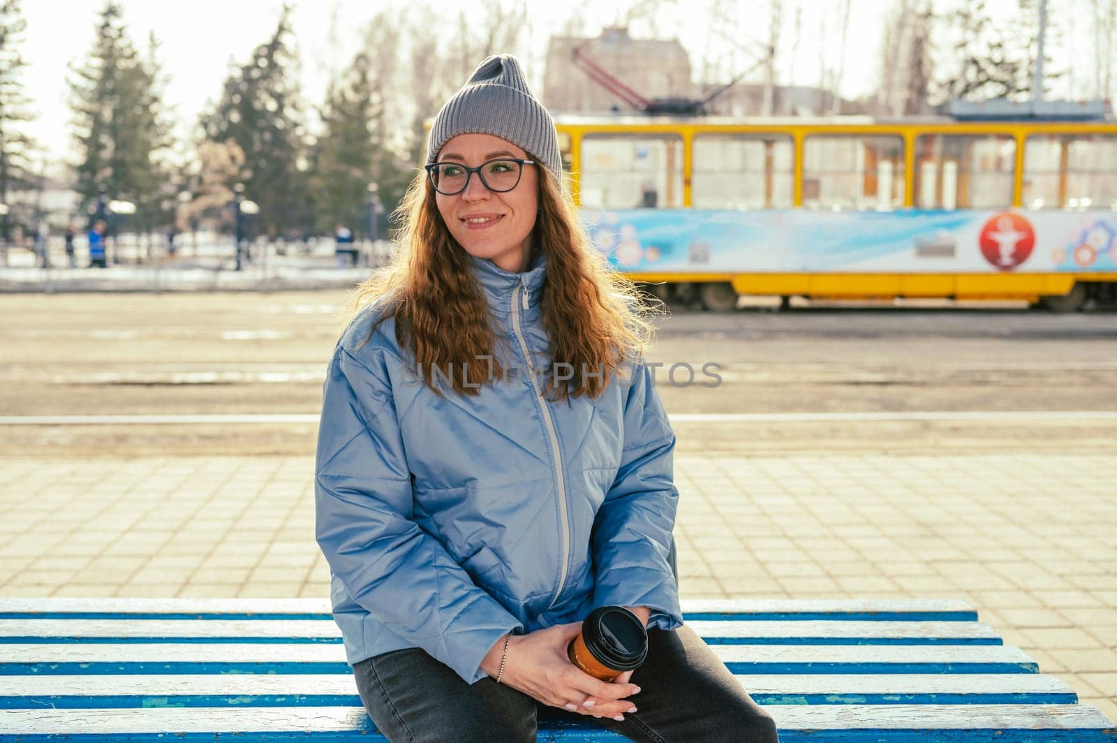 Portrait of a stylish woman in blue jacket by rusak