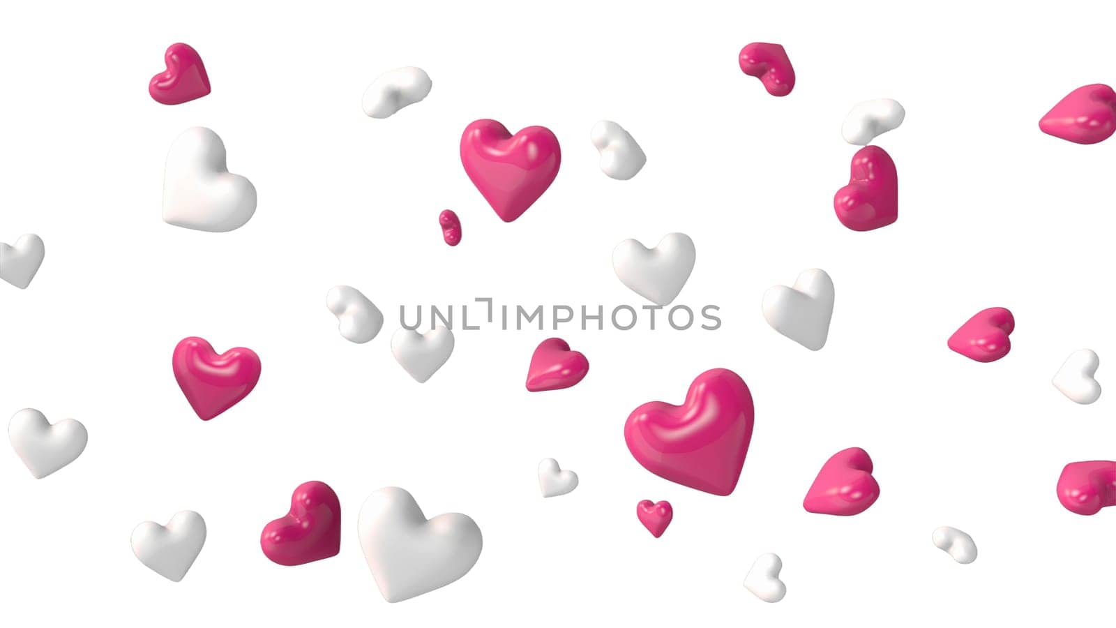 3d render of hearts on the beautiful pink with alpha channel