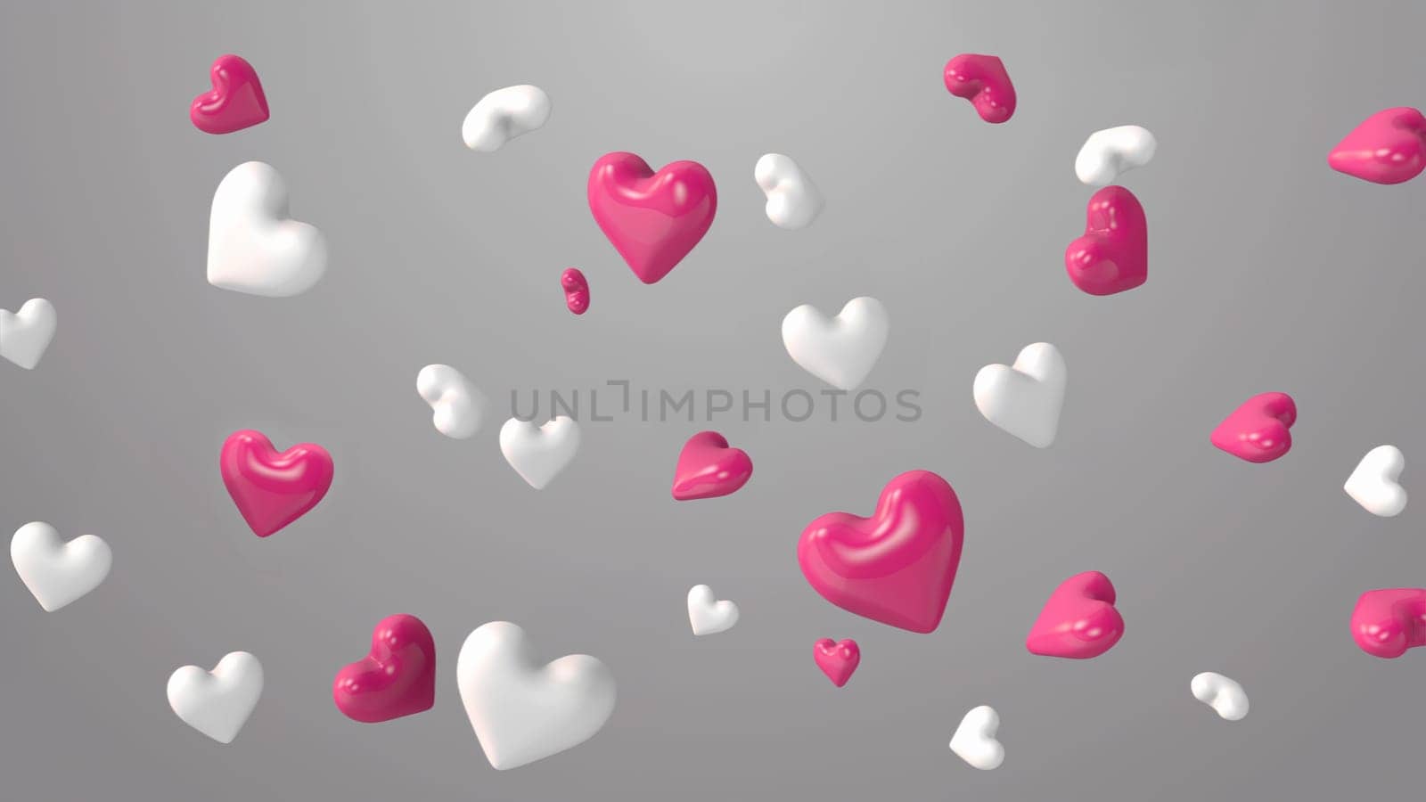 3d render of pink and white hearts on the beautiful background by studiodav