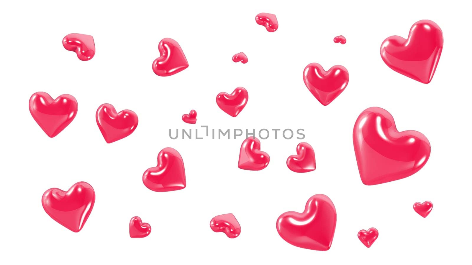 3d render of hearts with alpha channel