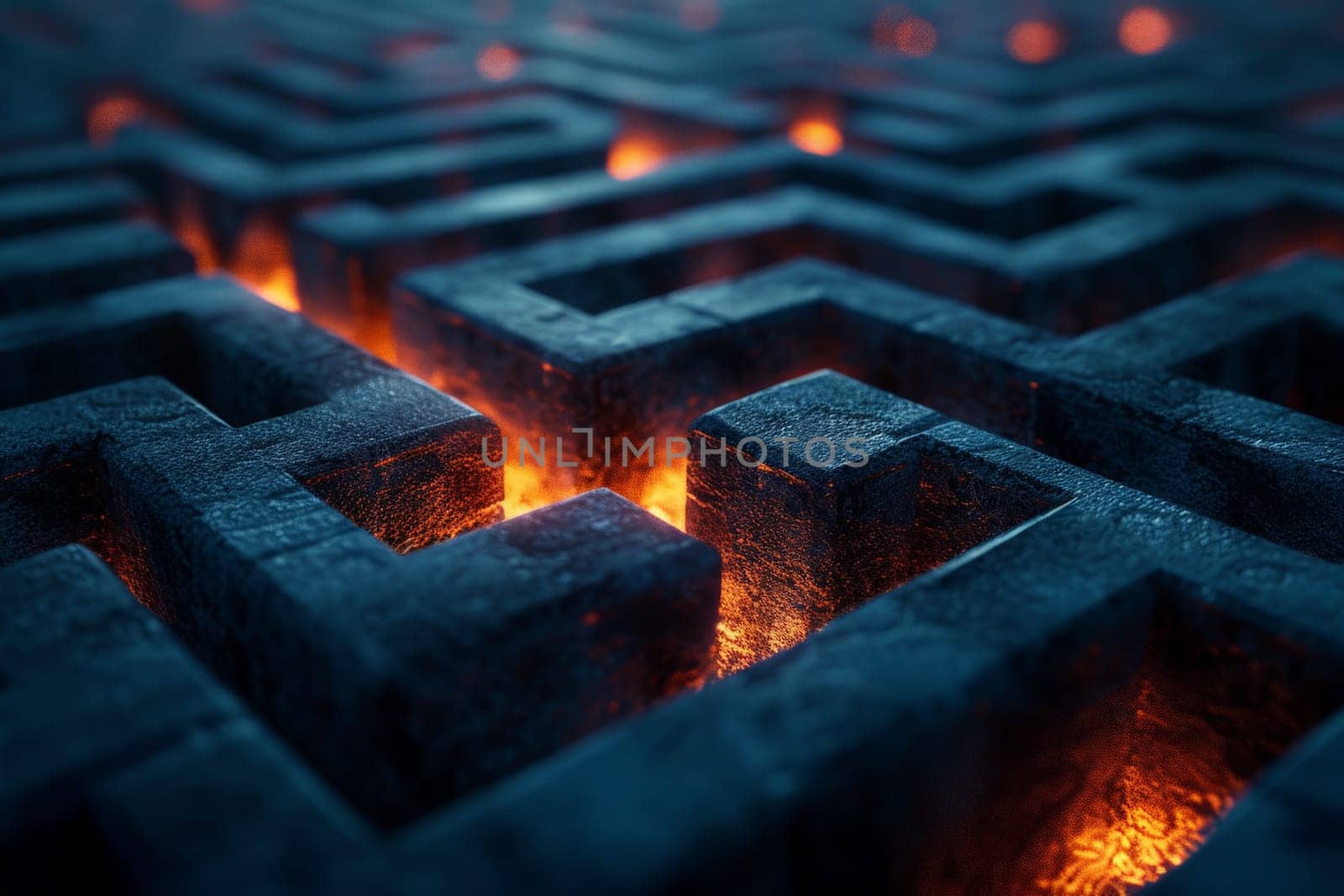 Abstract maze labyrinth wallpaper, Black labyrinth background.