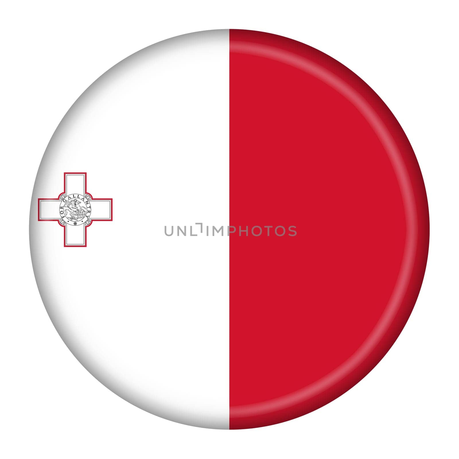 A Malta flag button 3d illustration with clipping path