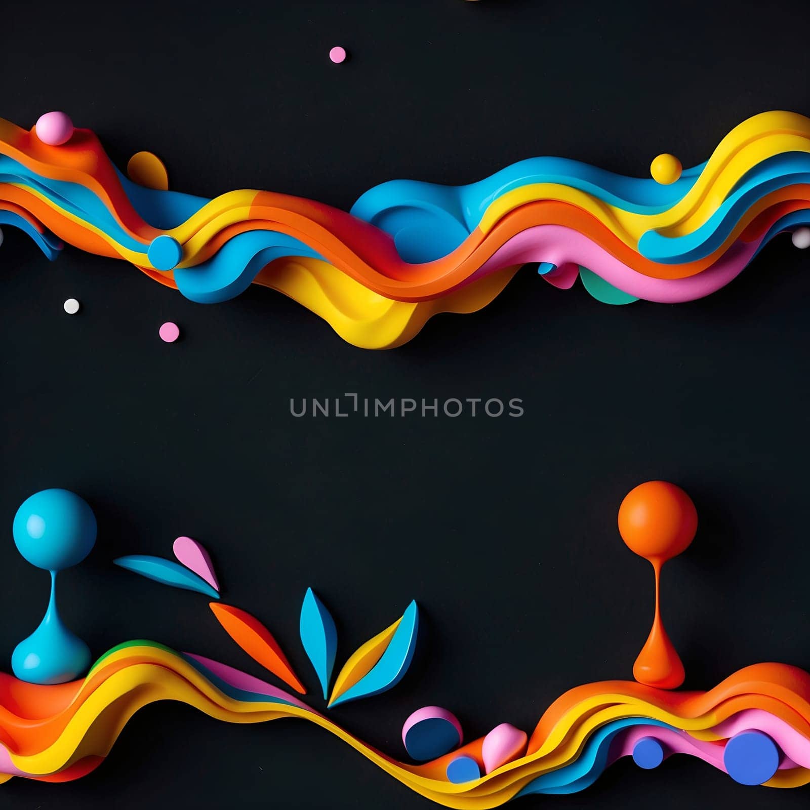 Colorful Paper Art on a Black Background. Generative AI. by artofphoto