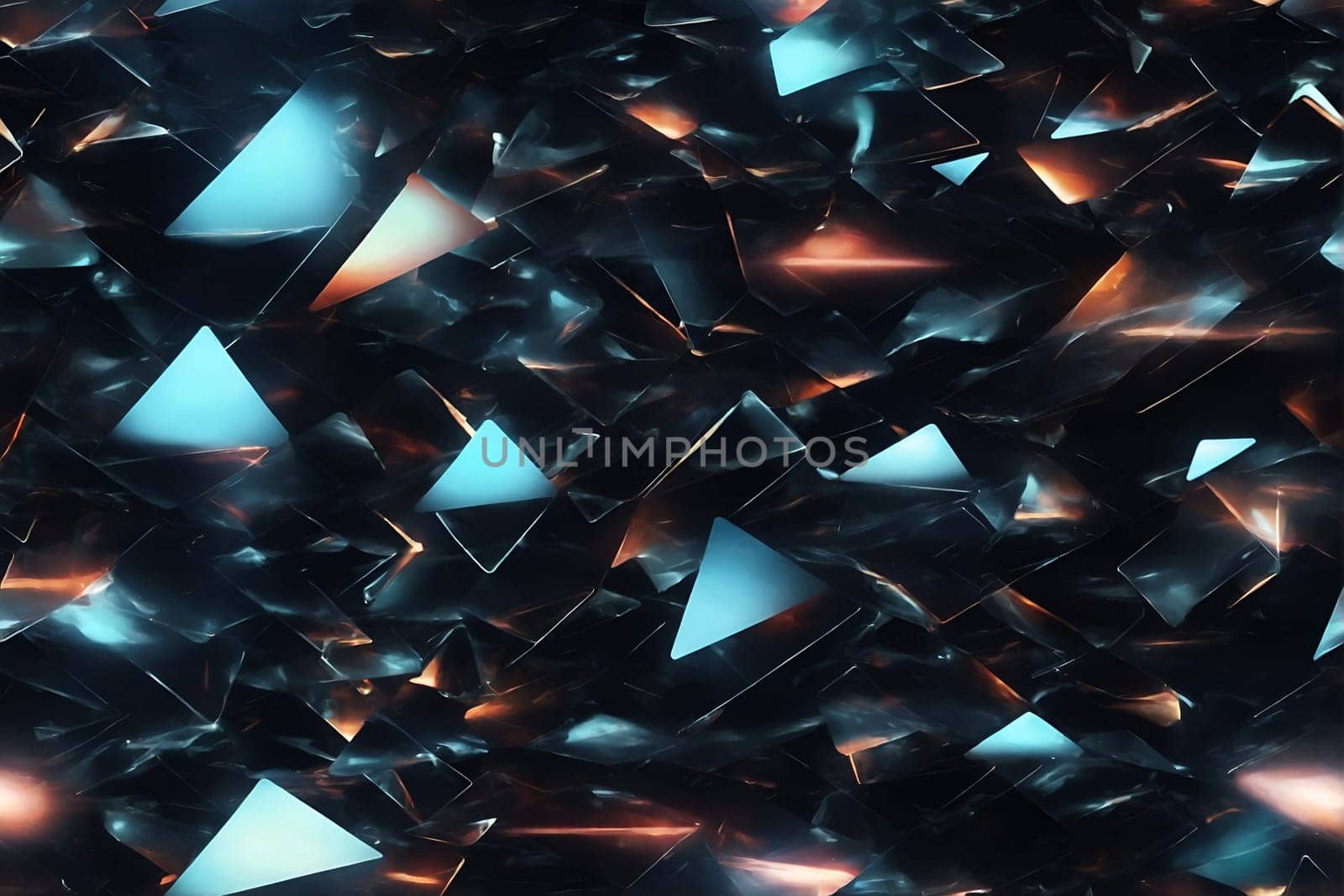 A Large Group of Shiny Metal Triangles. Generative AI. by artofphoto